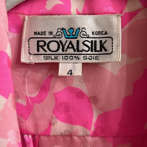 Cutest Vintage Royalsilk Bright Pink Floral Silk Dress 4 - Picture 7 of 16